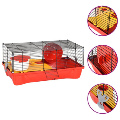 vidaXL Cușcă de hamsteri, roșu, 58x32x36 cm, polipropilenă și metal foto