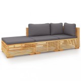Set mobilier gradina cu perne, 3 piese, lemn masiv de tec