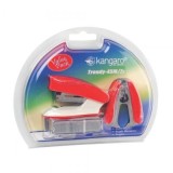 Capsator Kangaro TRENDY-45M/Z3, 24/6, 15coli, rosu, blister (+ decapsator, + capse 24/6)