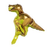 Balon din folie metalizata, flippy, mini figurine dinozauri, model velociraptor, tematica aniversare, 48x43 cm, ambalaj individual, pai inclus, umflar