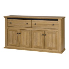 Comoda 4 usi 2 sertare mdf maro stejar Grand Leon 160x45x87 cm