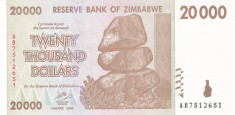 Bancnota Zimbabwe 20.000 Dolari 2008 - P73 UNC foto