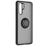 Husa telefon compatibila huawei p30 pro / p30 pro new edition, glinth magnet auto si inel rotativ, negru