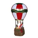 Decoratiune de craciun tip balon cu aer cald, flippy, balon cu mos craciun, din rasina, model balon cu aer cald si mos craciun iluminare led, 17 x 5 x
