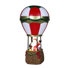 Decoratiune de craciun tip balon cu aer cald, flippy, balon cu mos craciun, din rasina, model balon cu aer cald si mos craciun iluminare led, 17 x 5 x