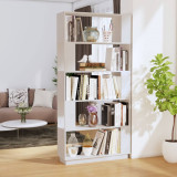 Bibliotecă/Separator cameră, alb, 80x25x132 cm lemn masiv pin, vidaXL