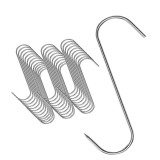Cumpara ieftin Set 30 carlige inox pentru afumare carne, argintii 13.5 cm, grosime 2.8 mm, model tip S cu capat ascutit, reutilizabile pentru macelarie si suspendare