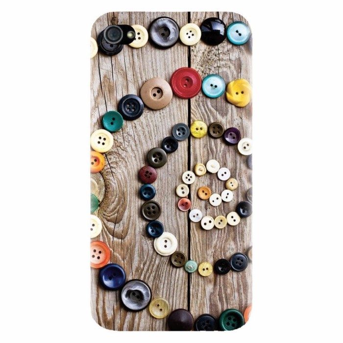 Husa silicon pentru Apple Iphone 4 / 4S, Colorful Buttons Spiral Wood Deck