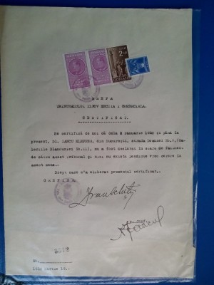 Lot Judaica Certificat fiscal Iancu Kepler, Zoltan Davidovici document foto