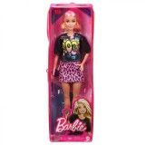 Papusa Barbie Fashionistas blonda cu tinuta rock de vara