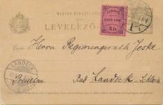 Posta locala Paltinis HOHE RINNE utilizare tarzie pe intreg postal timbru 2 heller 1901 in 10 septembrie 1902