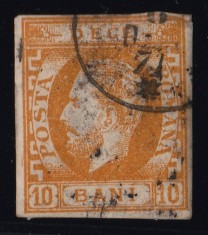 Romania 1871 - LP 31 Carol I Cu Barba 10 BANI Galben - Stampilat foto