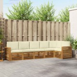 vidaXL Seturi de canapele 6 pcs Natural și Crem Lemn Solid de Acacia 3374895