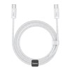 CABLU alimentare si date Baseus Dynamic, Fast Charging Data Cable pt. smartphone, USB Type-C la USB Type-C 100W, brodat, 2m, alb &quot;CALD000302&quot; (timbru