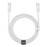 CABLU alimentare si date Baseus Dynamic, Fast Charging Data Cable pt. smartphone, USB Type-C la USB Type-C 100W, brodat, 2m, alb &quot;CALD000302&quot; (timbru
