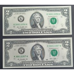 S.U.A., 2 X 2 Dolari 2013, UNC, Consecutive.