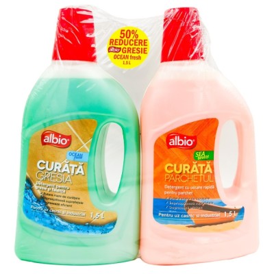 Solutie lemn / parchet Albio Sea Breeze + Detergent gresie / faianta Albio Ocean Fresh, 2 x 1.5 L foto