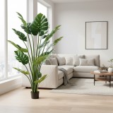 Planta artificiala Monstera Deliciosa cu frunze bogate, 180 cm, verde