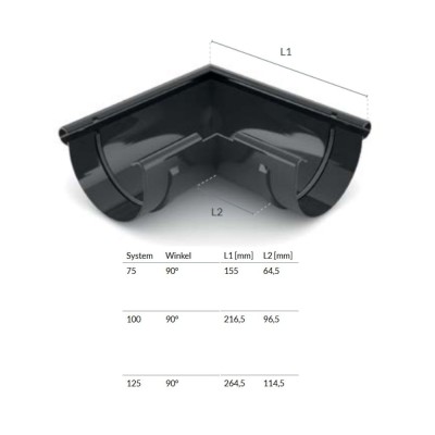 Eckst&amp;uuml;ck Aussen 90&amp;deg; graphit System 75 foto
