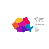 Harta decorativa Romania politica, PVC, fara sipci, rezistenta la apa, pentru perete, 65x65 cm