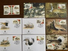 palestina - pasari - serie 4 timbre MNH, 4 FDC, 4 maxime, fauna wwf