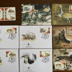 palestina - pasari - serie 4 timbre MNH, 4 FDC, 4 maxime, fauna wwf