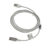 Cablu prelungitor USB 2.0 tata la USB 2.0 mama, Lanberg 41378, cu ferita, lungime 180 cm, transparent
