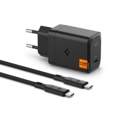 Spigen - Wall Charger Arcstation Pro (651) - Type-C Cable Included, Type-C, Super Fast Charging, GaN, 65W, 2m - Black
