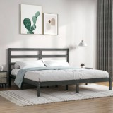 VidaXL Cadru de pat, gri, 200x200 cm, lemn masiv de pin