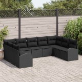 VidaXL Set de canapele pentru grădină cu pernă 9 pcs Negru Rattan poli 3354872
