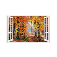 Sticker decorativ, Fereastra 3D, Padure, 85 cm, 253STK