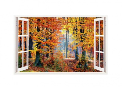 Sticker decorativ, Fereastra 3D, Padure, 85 cm, 253STK foto