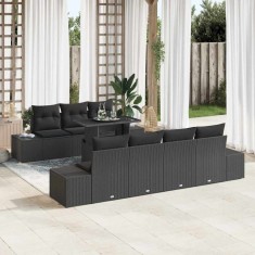 vidaXL Set de canapele pentru grădină 8 pcs Negru 100 x 55 x 73 cm 3349129