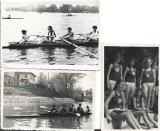 M1559N Echipa feminină de canotaj campioană națională de juniori &icirc;n 1957 și alte două echipaje, Snagov, lot de 3 fotografii