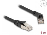 Cablu de retea RJ45 6A S/FTP drept/unghi 45 grade dreapta 1m Negru, Delock 80489