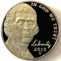 AMERICA 5 CENTS 2018 PROOF LITERA S,(Monticello - Thomas Jefferson.) foto