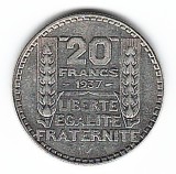 SV * Franța 20 FRANCS / FRANC 1937 - AUNC, Europa, Argint
