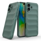 Husa antisoc pentru iphone 16, margini striate, magic shield, green