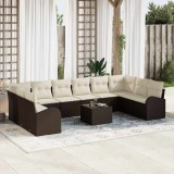 VidaXL Set de canapele pentru grădină 11 pcs Maro Rattan poli 3346228