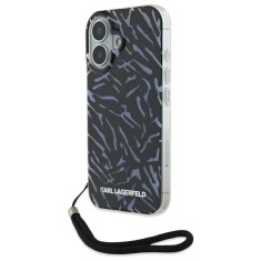Husa pentru Apple iPhone 16 Plus, Karl Lagerfeld, Zebra with Cord Strap, Mov