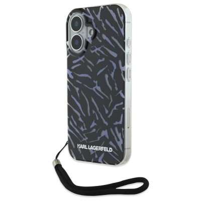 Husa pentru Apple iPhone 16, Karl Lagerfeld, Zebra with Cord Strap, Mov foto