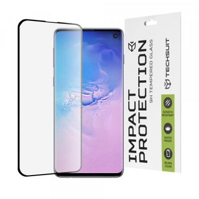 Folie de protectie Ecran Techsuit pentru Samsung Galaxy S10 G973, Sticla Securizata, Full Glue, 111D, Neagra foto