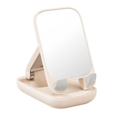 Suport telefon birou cu oglinda Baseus Seashell, bej, B10551501411-00 foto