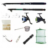 Set pescuit sportiv cu 2 lansete 2,4m, doua mulinete cu rulmenti, minciog, accesorii, EAGLE KING