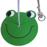 Leagan Copii Broasca Verde Lemn, Diametru 30cm, Sfoara 2m, Max 40kg, +6 Ani