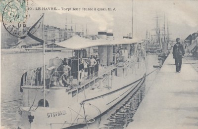 C.P.Franta 1905 - LE HAVRE - TORPILOR RUS la CHEI - CIRCULATA foto