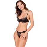 Passion Woman Sets-Tivolea Set Sutien cu Balene + Tanga Negru L/XL