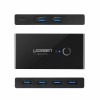 Hub Multiport 2 in 4 Ugreen US216, USB la 4 x USB 3.0, Sharing Switch Selector, Negru