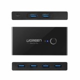 Hub Multiport 2 in 4 Ugreen US216, USB la 4 x USB 3.0, Sharing Switch Selector, Negru