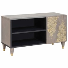 vidaXL Cabinet TV Gri și Aur 80 x 31.5 x 46 cm Lemn masiv de mango 4018787